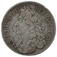 1686 Silver Half Crown Coin James II SECVNDO