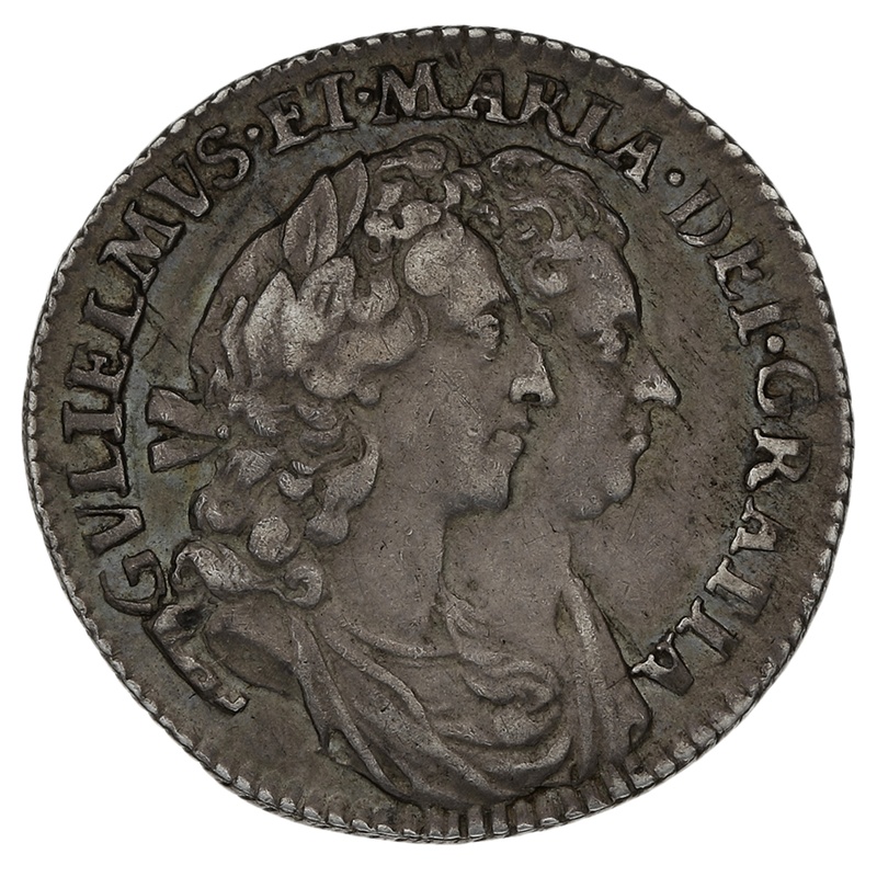 1693 Silver Sixpence Coin William & Mary 