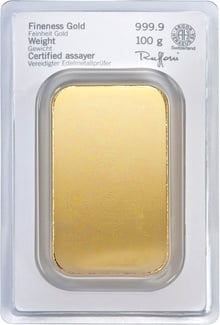 100g Gold Bar Heraeus Minted