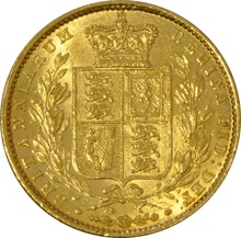 1860 Gold Sovereign Coin Queen Victoria Young Head Shield Back Tall 0