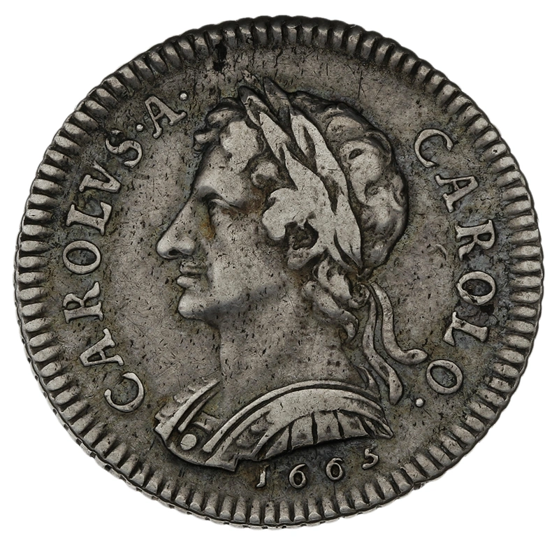 1665 Silver Shilling Coin Charles II Pattern Rare