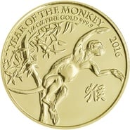 2016 Year of the Monkey Gold Coin 1/4oz Royal Mint Lunar Series