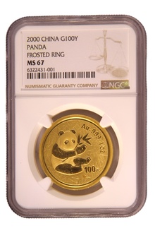 2000 1oz Chinese Panda Gold Coin Frosted Ring NGC MS67