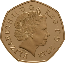 2012 Piedfort Proof 50p Gold Coin London 2012 Olympic Tennis Boxed