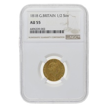 1818 Gold Half Sovereign George III Graded NGC AU55