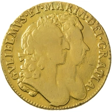 1690 Gold Guinea Coin William & Mary Fine