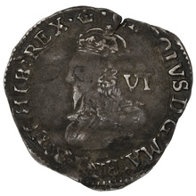 1635-1636 Silver Sixpence Coin Charles I Crown