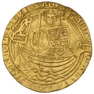 1361-1369 Gold Half Noble Coin Edward III Calais Mint