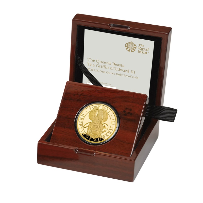 2021 Proof 1oz Griffin of Edward III Gold Coin Queen's Beasts Boxed