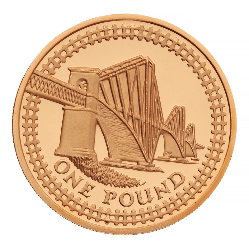 2004 Proof Gold £1 Pound Coin Forth Railway Bridge