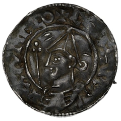 1016-1035 Cnut Silver Penny Hammered Pointed Helmet Type Canterbury Winedeag