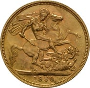 1959 Gold Sovereign Coin Elizabeth II Young Head