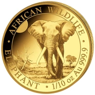 2026 1/10oz African Wildlife Elephant Gold Coin
