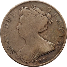 1703 Silver Half Crown Coin Queen Anne Vigo