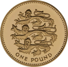 2002 Proof Gold £1 Pound Coin Three Lions