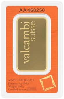 100g Gold Bar Valcambi