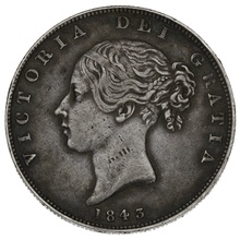 1843 Silver Half Crown Coin Queen Victoria Milled
