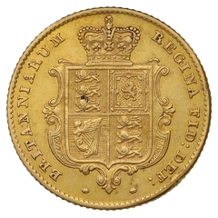 1852 Gold Half Sovereign Queen Victoria Young Head Shield Back