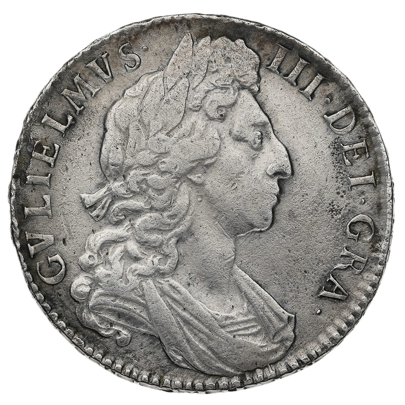 1697/8 7 Silver Half Crown Coin William III Milled RARE