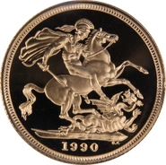1990 Proof Gold Sovereign Coin Elizabeth II Third Head