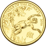 2016 Year of the Monkey Gold Coin 1/10oz Royal Mint Lunar Series