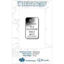 PAMP Lady Fortuna 50 Gram Platinum Bar Minted