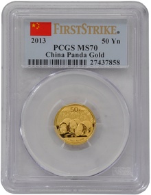 2013 1/10oz Chinese Panda Gold Coin PCGS MS70