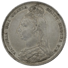 1892 Silver Shilling Coin Queen Victoria Silver Milled Silver Shilling