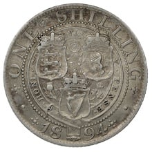 1894 Silver Shilling Coin Queen Victoria