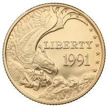 1991 Proof Mount Rushmore - American Gold Commemorative $5