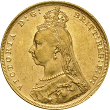 1891 Gold Sovereign Coin Queen Victoria Jubilee Head PCGS AU58