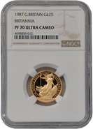 1987 Proof 1/4oz Gold Britannia Coin NGC PF70