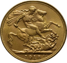 1918 Gold Sovereign - King George V - India