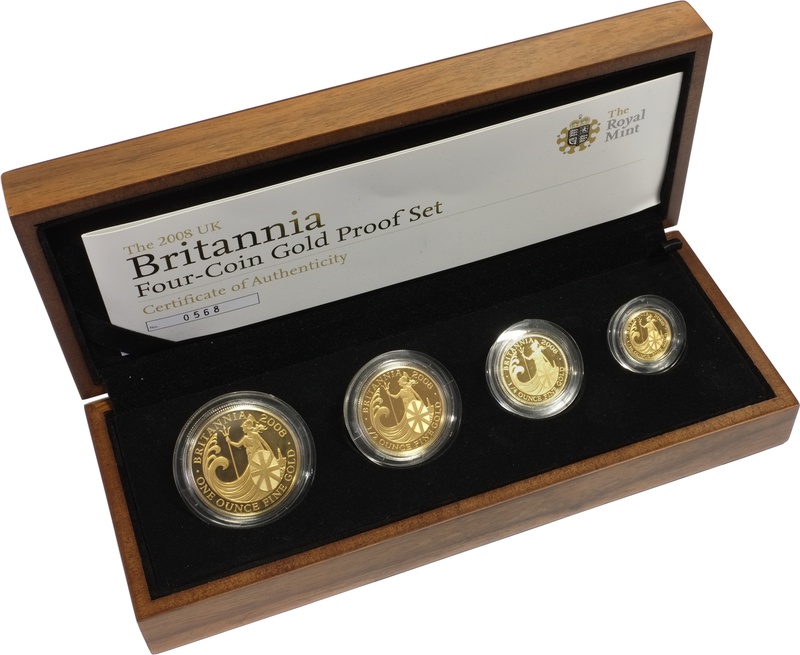 2008 Proof Britannia Gold 4-Coin Set Boxed