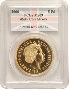 2000 Gold Crown £5 Coin  PCGS MS69