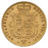1878 Gold Half Sovereign Queen Victoria Young Head Shield Back