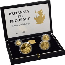 1991 Proof Britannia Gold 4-Coin Set Boxed