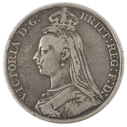 1890 Silver Crown Coin Queen Victoria Jubilee Head Fine