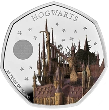 2023 Proof 50p Silver Coin 25th Anniversary of Harry Potter Hogwarts School Boxed