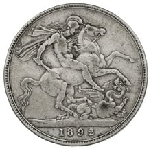 1892 Silver Crown Coin Queen Victoria Jubilee Head