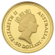 1986 Proof 1/2oz Australian Kangaroo Gold Nugget Coin
