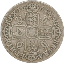 1664 Silver Half Crown Coin Charles II Good Fine
