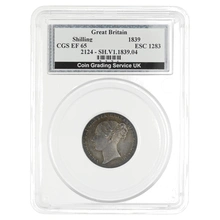 1839 Silver Shilling Coin CGS EF65