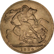 1924 Gold Sovereign Coin George V Melbourne NGC MS62