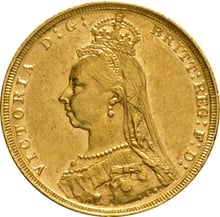 1892 Gold Sovereign Coin Queen Victoria Jubilee Head Melbourne