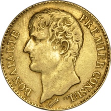French 40 Francs Gold Coin Napoleon First Consul Bare Head 1802-1804 AN 11-12