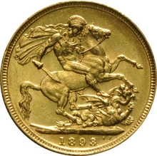 1893 Gold Sovereign Coin Queen Victoria Jubilee Head Sydney PCGS AU58