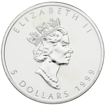 1999 Canadian Silver Maple Leaf Coin 1oz
