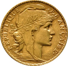 French 20 Francs Gold Coin Marianne Rooster Original 1899 1906