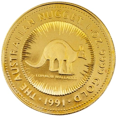1991 Australian Kangaroo Gold Nugget Coin 1oz